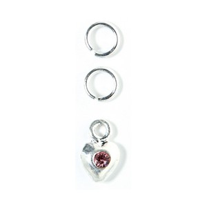PIERCING CORAZON PLATA DECORACION UÑAS